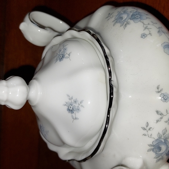 Sugar bowl with lid 💙 platinum silver band by Johann Haviland  Blue Garland - Picture 14 of 15
